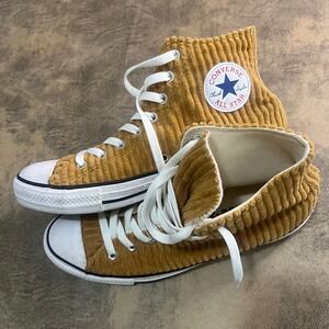 Converse Chuck Taylor Sneakers Unisex Mens 8.5 Womens 10.5 Tan Corduroy High Top
